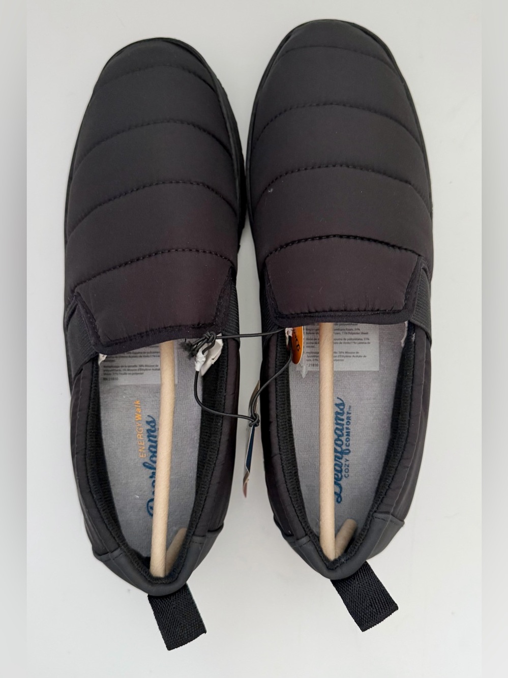 Dearfoams Black Quilted Slip-On indoor/outdoor Shoes - women